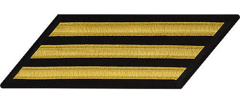 Navy stripes on sleeves gold
