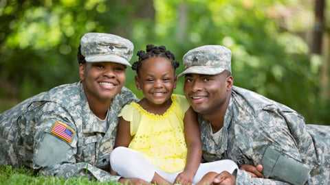 Purple Up Day Family on ground