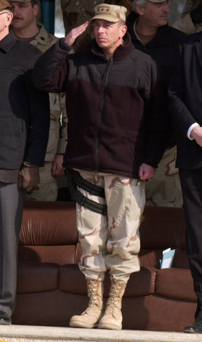 Army Officer wearing Black Army Fleece Jacket