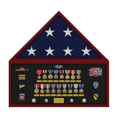 military retirement shadow box with flag