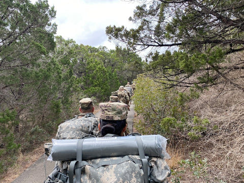 line of us army troops marching