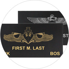 Navy leather name tags
