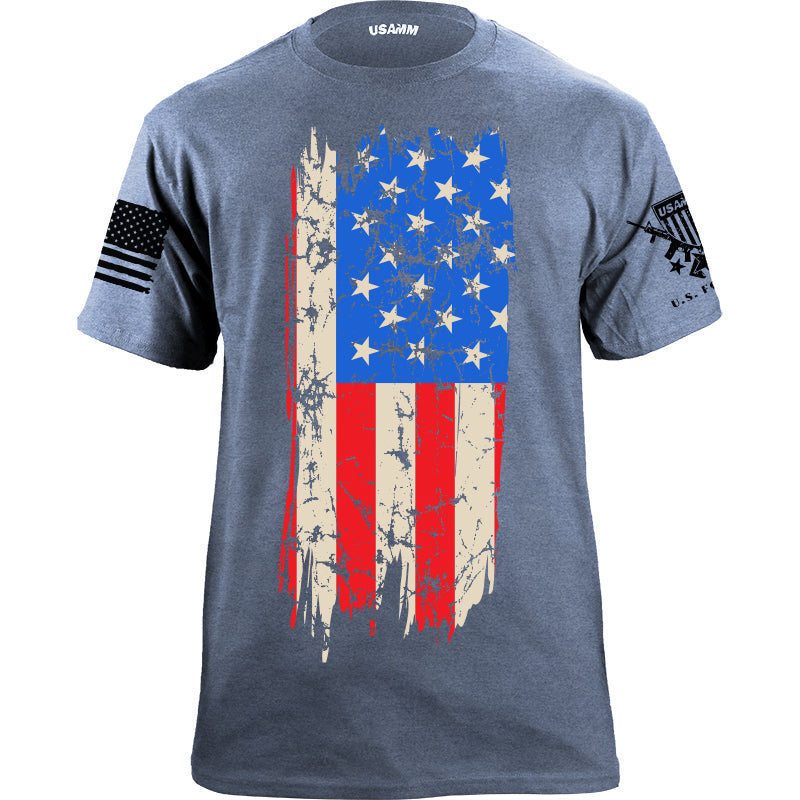 Distressed Vertical US Flag T-Shirt | USAMM