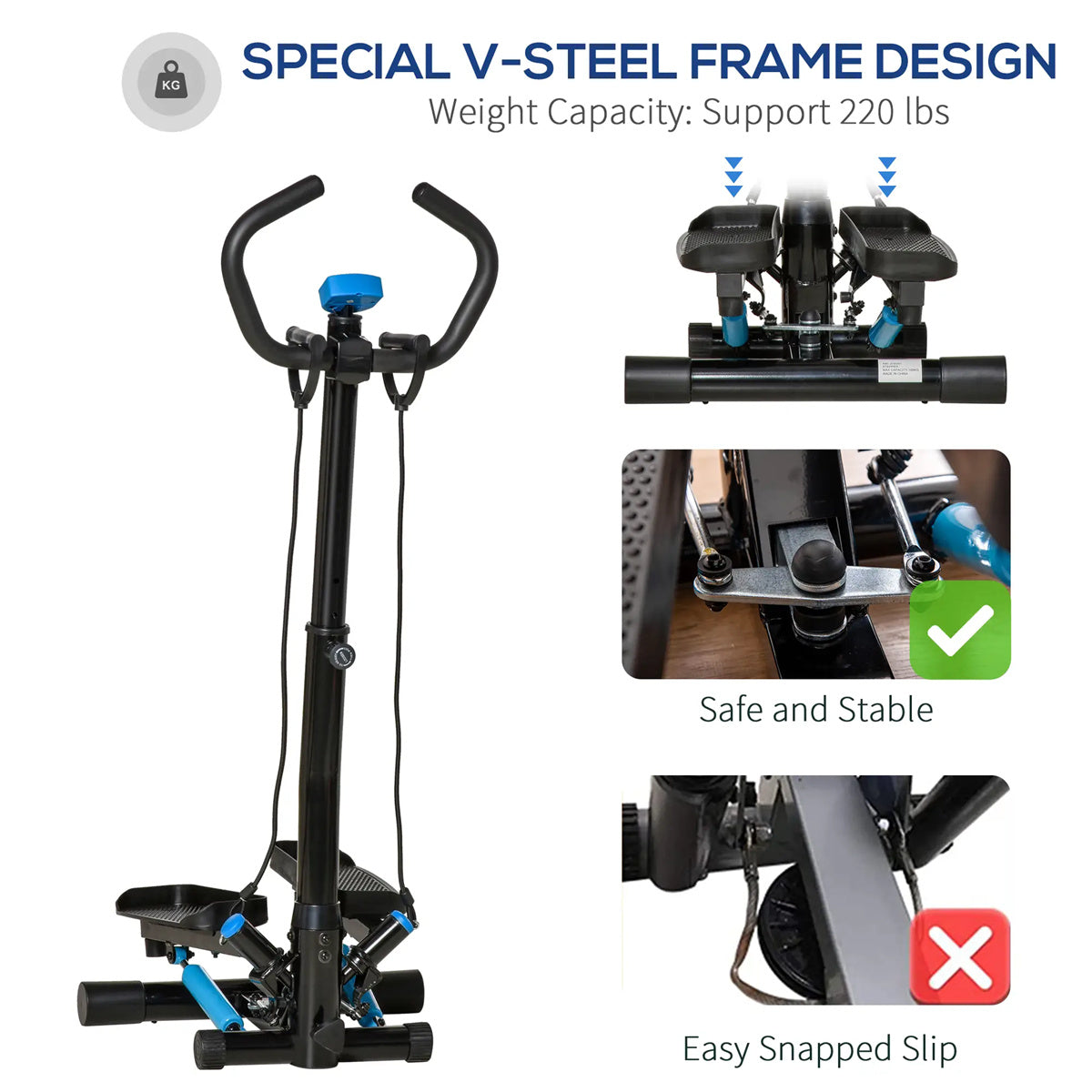 mlnshops home fitness twister with resistance strap and special V-steel frame design supporting 220 lbs