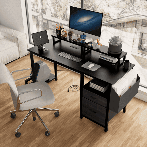 MLNshops Office Desk with Monitor Stands - Home Gaming