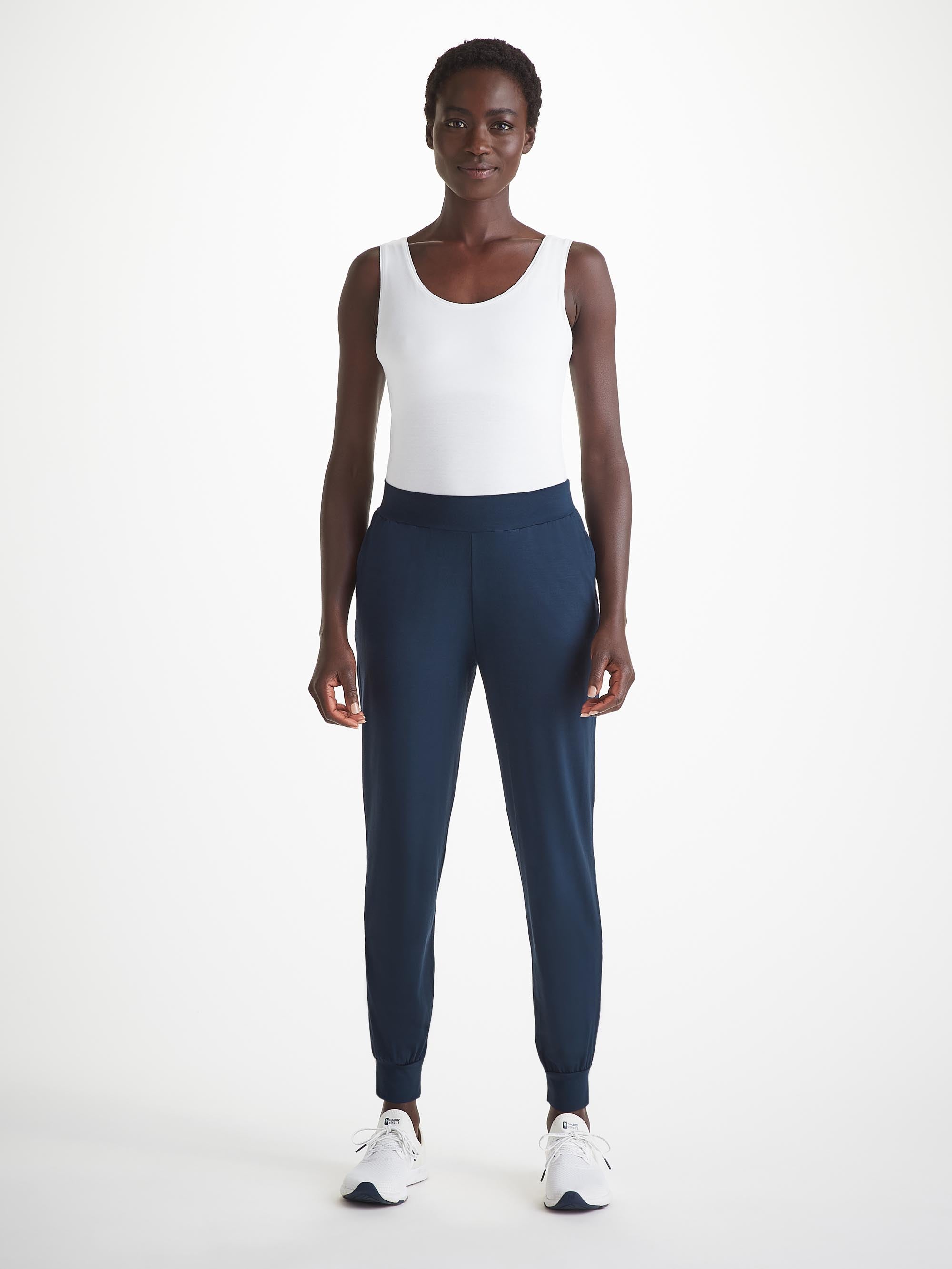 Derek Rose Women's Track Pants Basel Micro Modal Stretch Navy