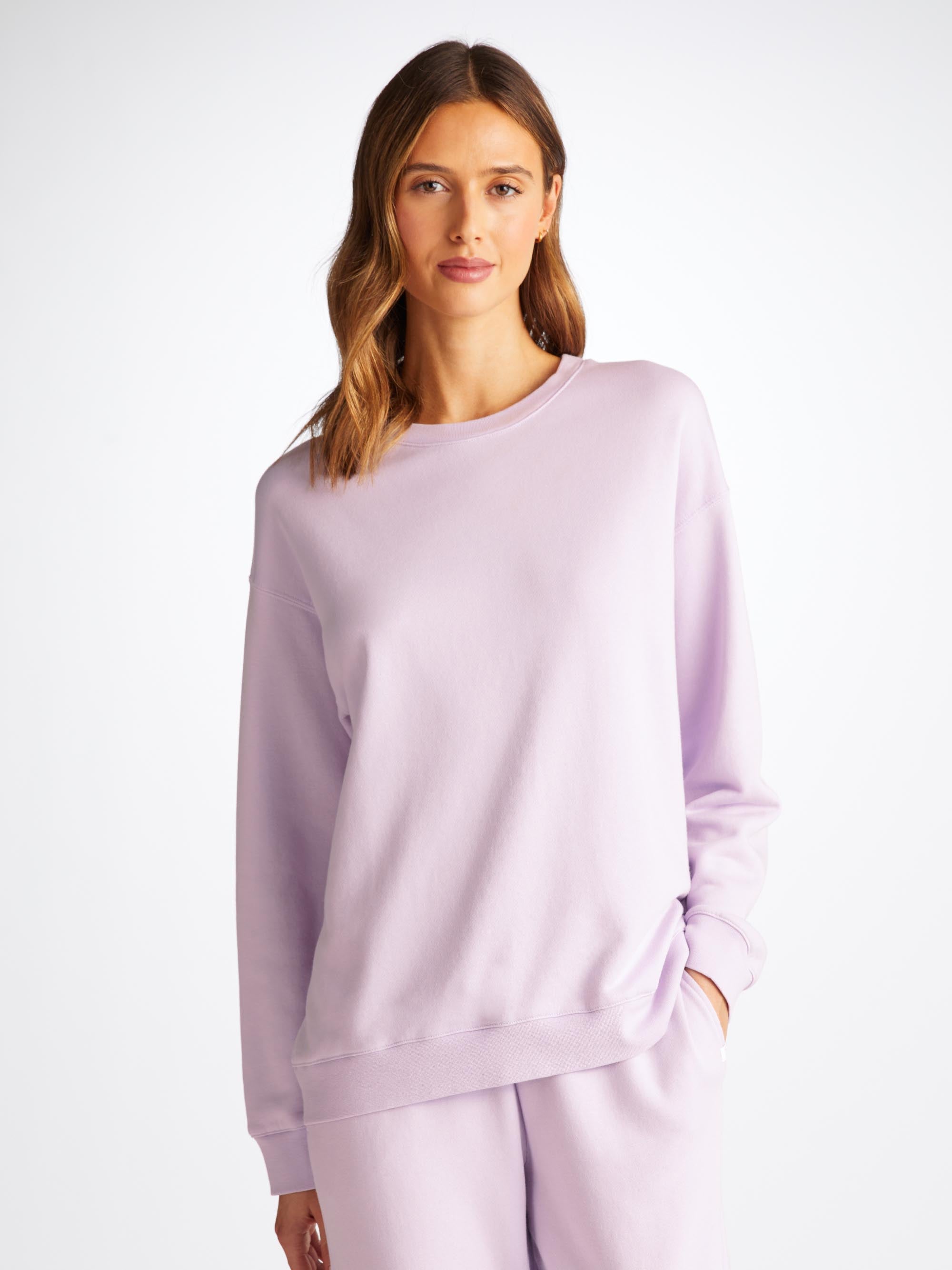 Derek Rose Women's Sweatshirt Quinn Cotton Modal Lilac In Pink