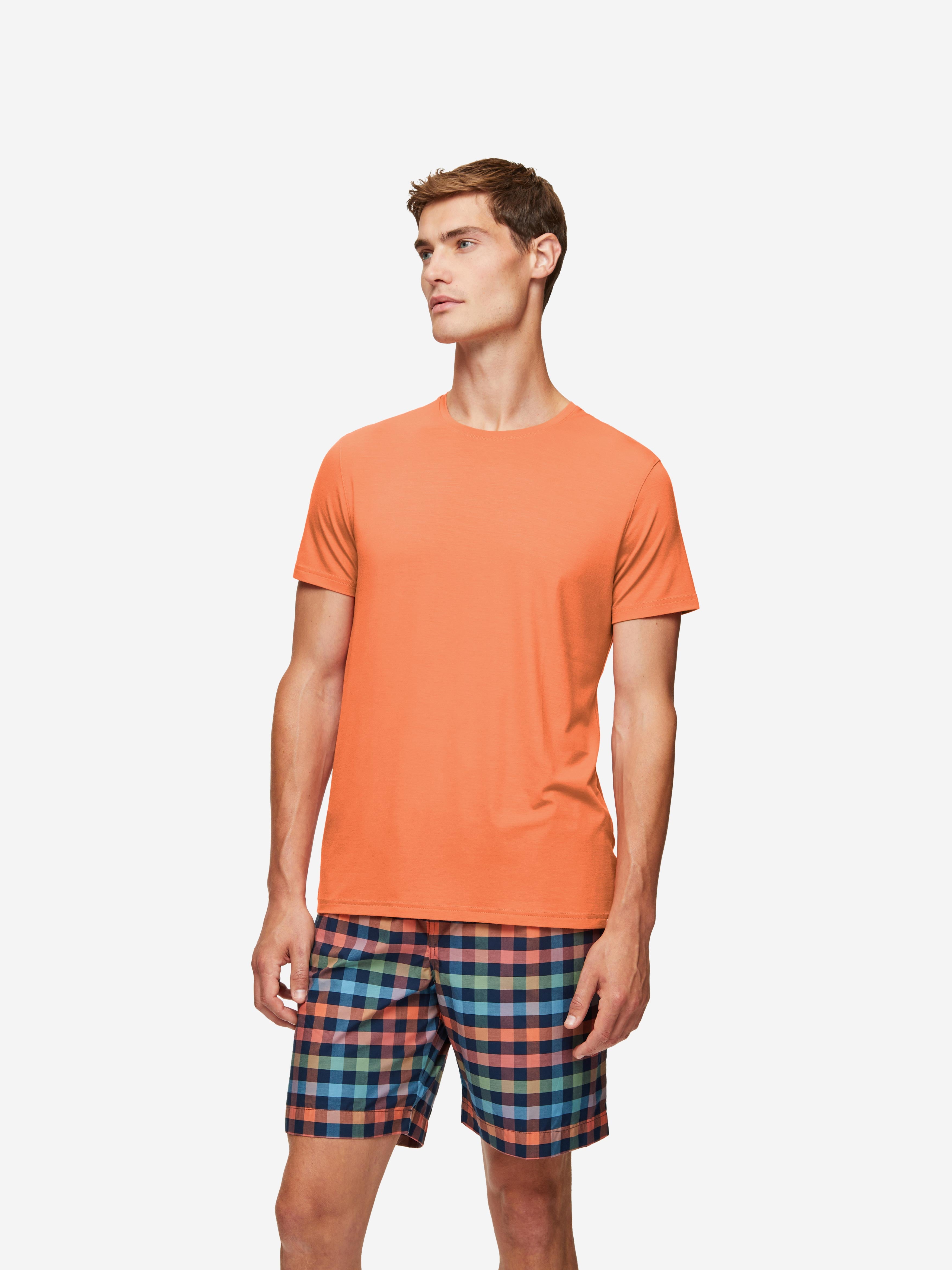 Derek Rose Men's T-Shirt Basel Micro Modal Stretch Orange