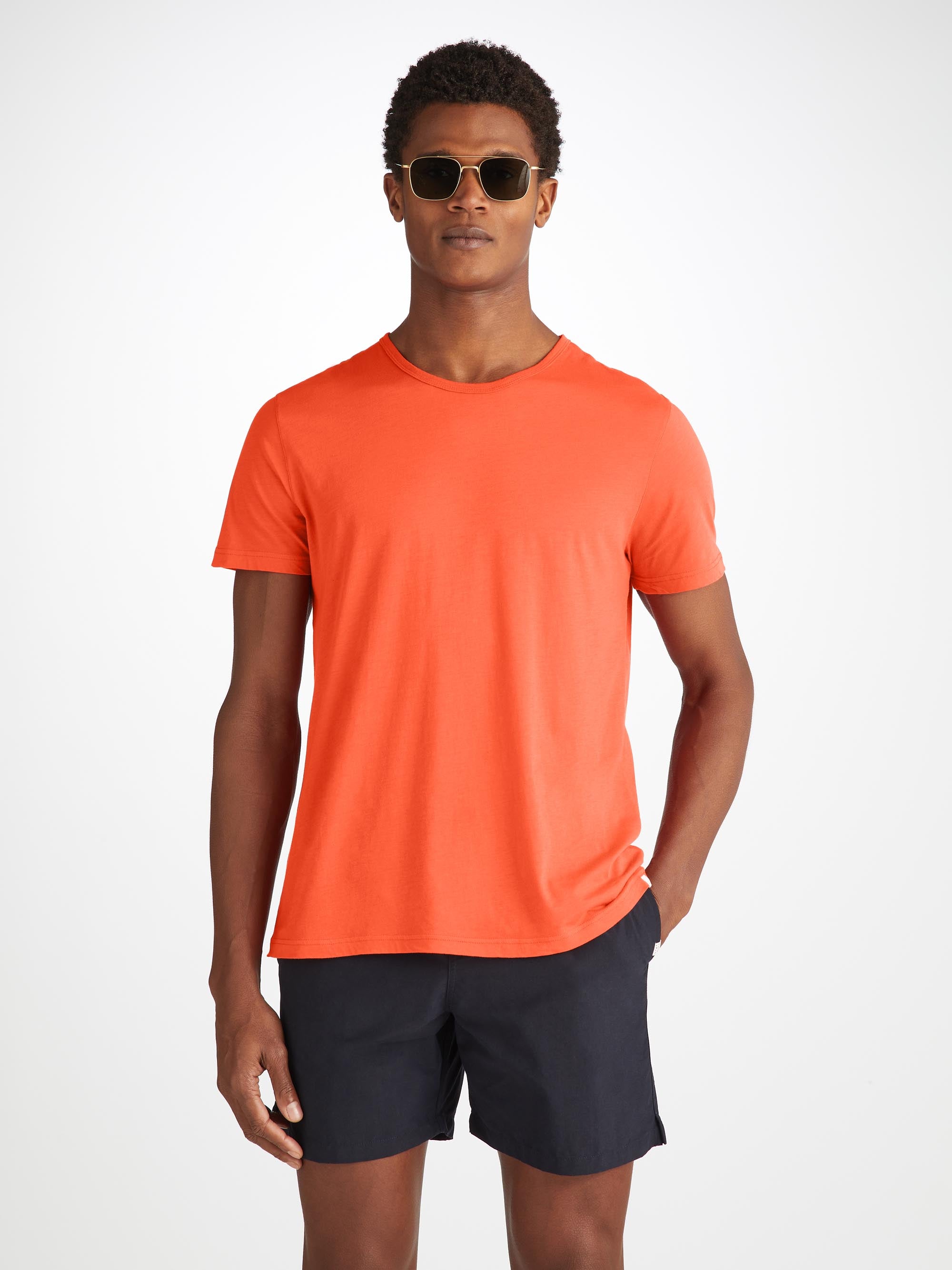 Derek Rose Men's T-Shirt Riley Pima Cotton Orange