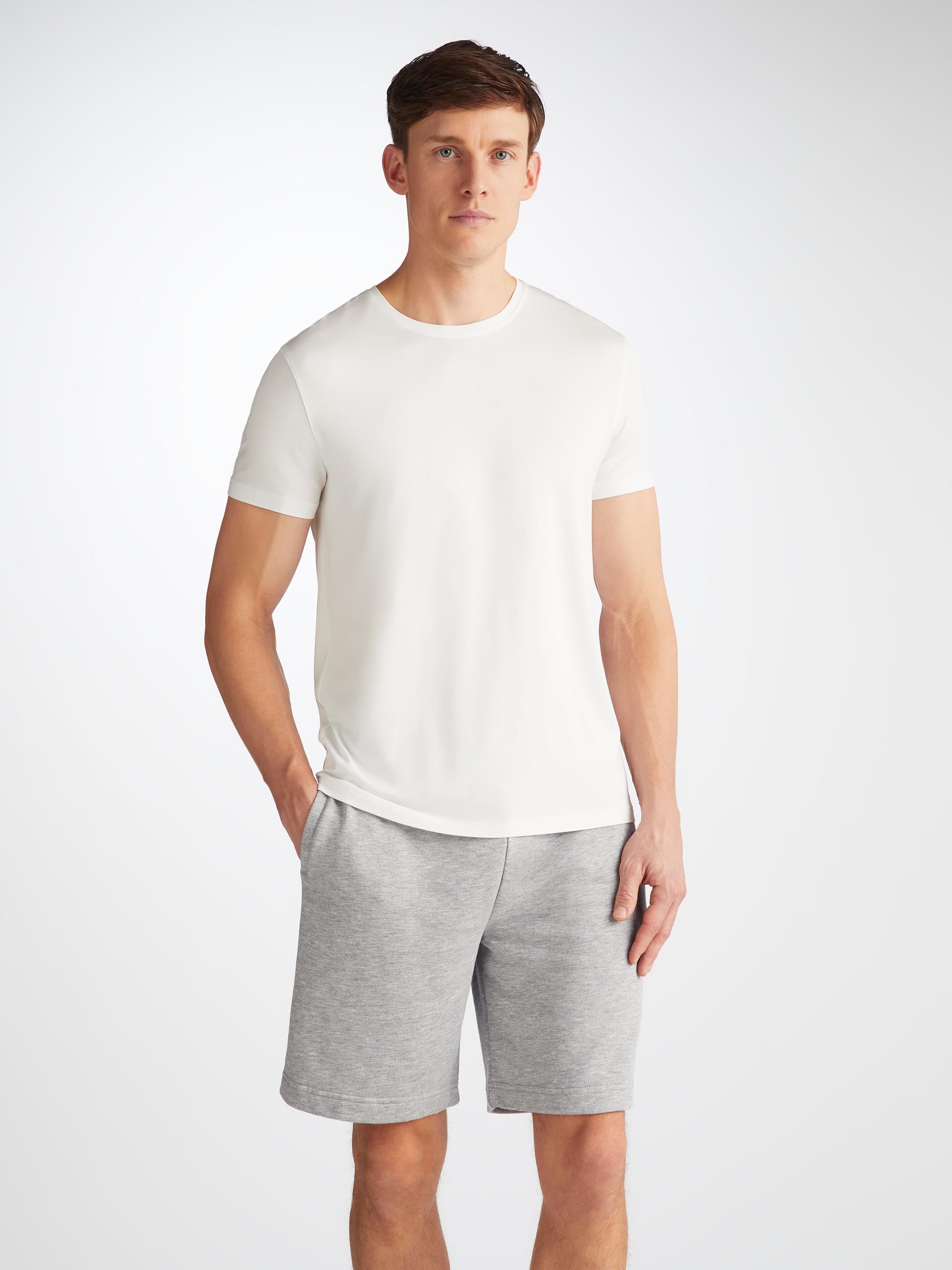 Shop Derek Rose Men's Sweat Shorts Quinn Cotton Modal Silver
