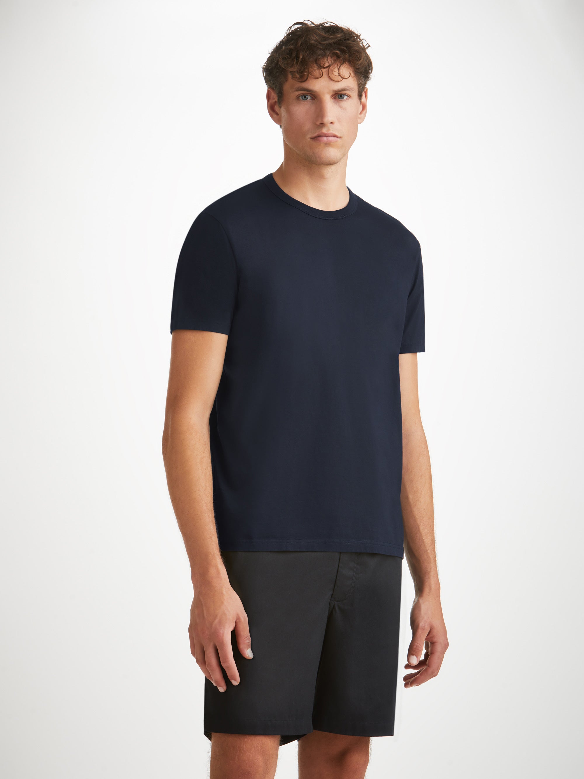 Derek Rose Men's T-Shirt Barny Pima Cotton Navy