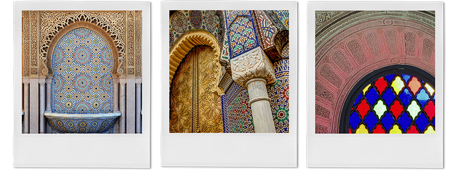 Polaroids of Moroccan tiles.