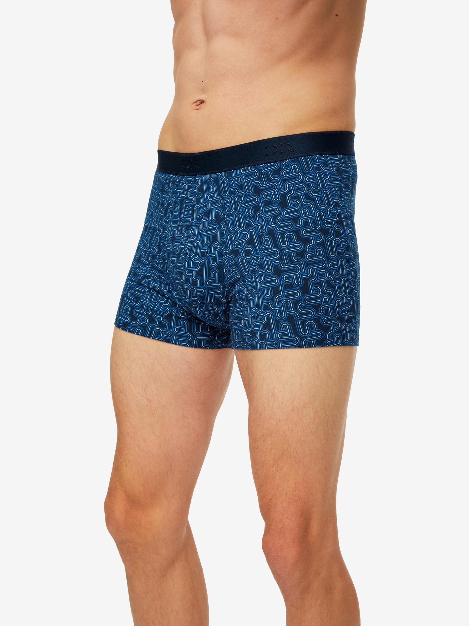 Geometric Pima Cotton Navy Men's Boxer Briefs | Derek Rose