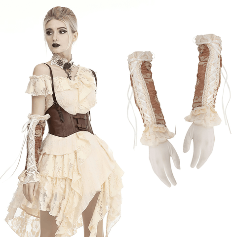 Channel Victorian Gothic Vibes with Steampunk Lace-Up Gloves.
