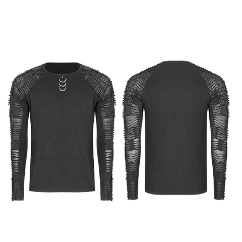 Black men's sweatshirt with cascading inserts in punk style.