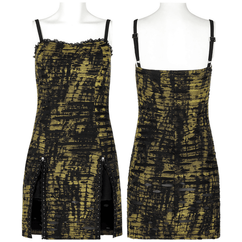 Gothic Abstract Print Slip Dress - Edgy and Playful Design.