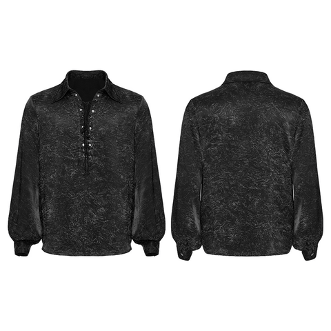 Goth Simple Pullover Shirt - Rivet Detail V-Neck.