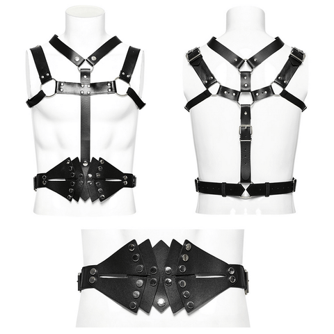 Stacked Belt and Harness Combo for Punk Fashionistas.