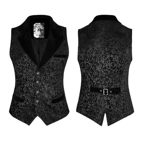 Classic Steampunk Vintage Jacquard Vest - Sleek Design.