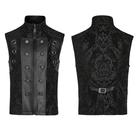 Goth Ornate Waistcoat with Baroque Leather Accents