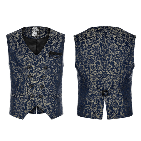 Elegant Goth Jacquard Vest with Baroque Patterns.