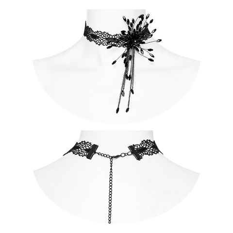 Goth Blood Drop Choker - Spiderweb Lace Necklace.