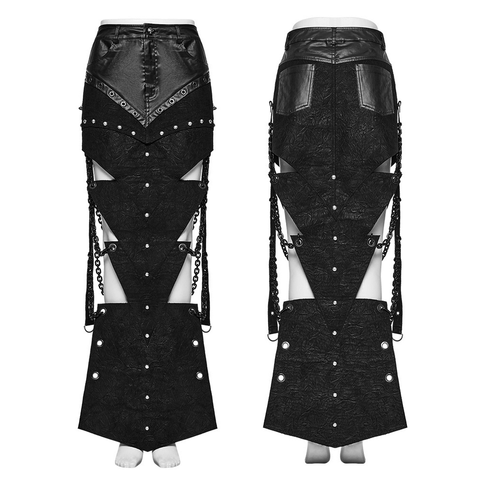 Punk Triangular Panels and Chain Detail Skirt.