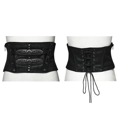 Edgy Cyberpunk Corset with Buckles and Twill Fabric.