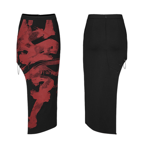 Dark Punk Style Skirt with Keel Embroidery.