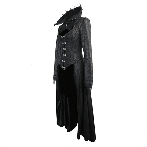 Embossed Gothic Long Coat - Elegant & Bold Style.