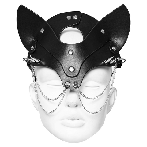 Punk Fox Mask - Studded and Chained Elegance.