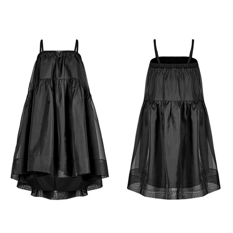 Dark Detachable Strap Skirt Dress with Organza and Skull Trimming.