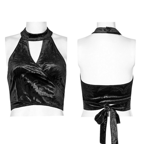 V-Cut Back Magic: Chinese-Style Embossed Velvet Tank Top.