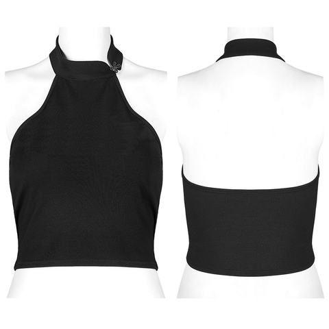 Dark Aesthetic Halter Tank Top with Edgy Details.