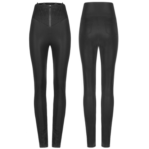 Unleash Your Dark Side Edgy Bat Wing Faux Leather Leggings.