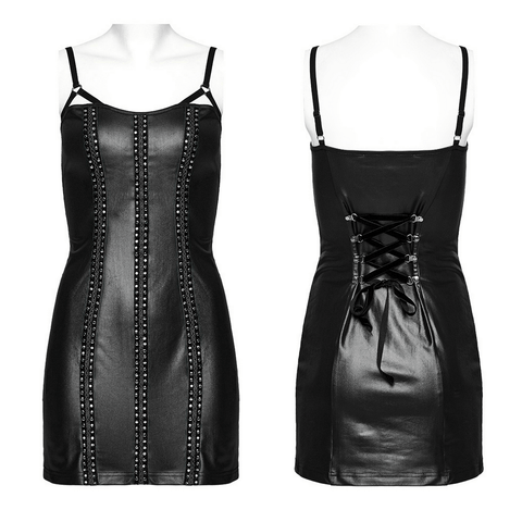 Rule the Night in This Edgy Black Rivet Bodycon Dress.