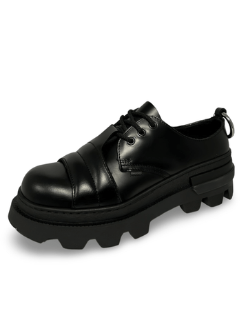 Durable Black Leather Shoes with Chunky Sole.