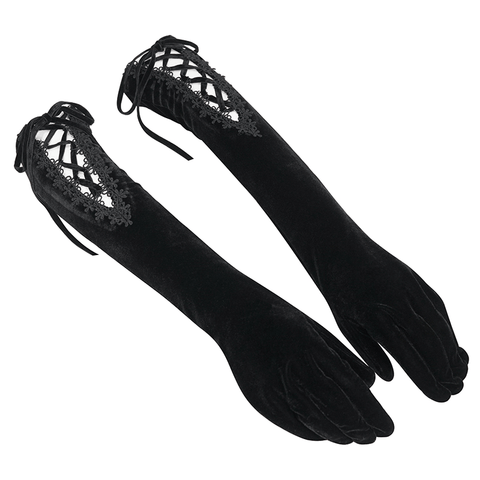 Gothic Grace Meets Fashionable Flair - Women's Velvet Gloves.