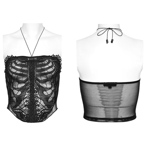 Mesh and Embroidered Applique Skeleton Top: Edgy and Sexy.