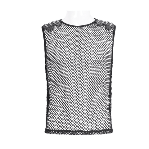 Edgy Black Mesh Tank Top - Studded Detailing.