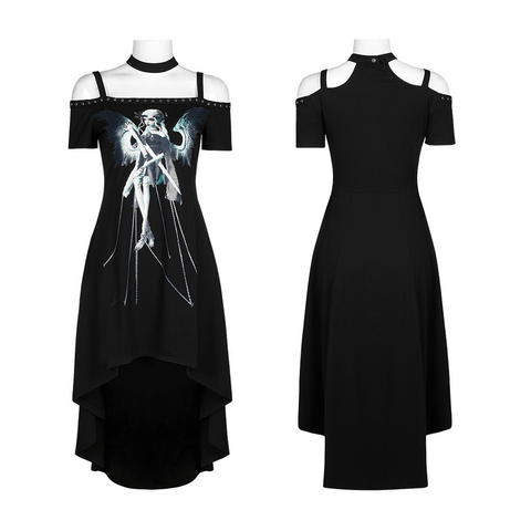 Nicola Black Off-Shoulder Fairy Print Dress - Unleash Your Inner Magic.