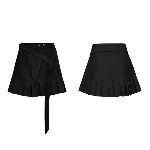 A-Line Pleated Mini Skirt Removable Belt and Built-in Shorts.