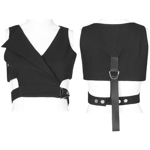 Asymmetric Lapel Hollow Out Crop Top for Women.