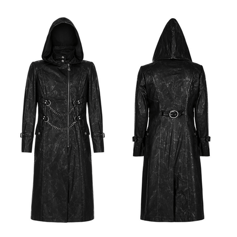 Gothic Punk Printing Coat - Asymmetric Chain Design. 