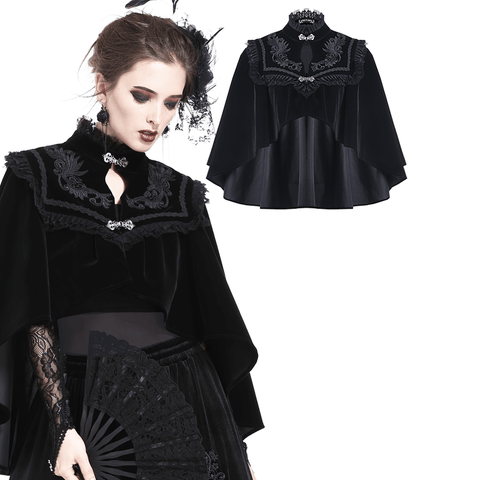 Gothic Victorian Capelet - Velvet with Embroidery.