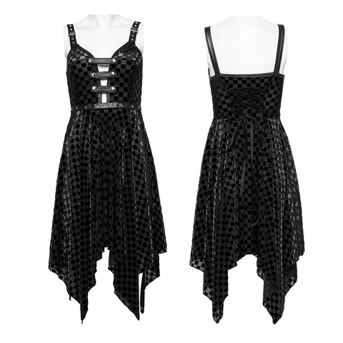 Edgy Black Velvet Dress with Adjustable Straps.