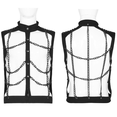 Unleash Your Inner Rebel: PUNK Personality Chain Hollow-Out Vest.