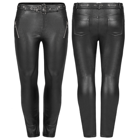 Chic Punk Good Elastic Long Trousers with Zip Detail.