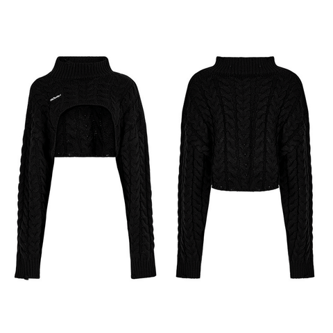 Elegant Black Knit Turtleneck Sweater for Women.