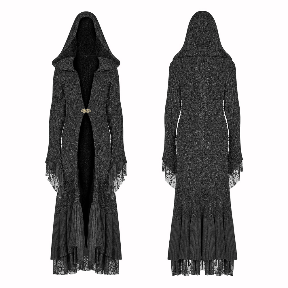 Stylish Layered Gothic Woolen Lace Cloak Coat.